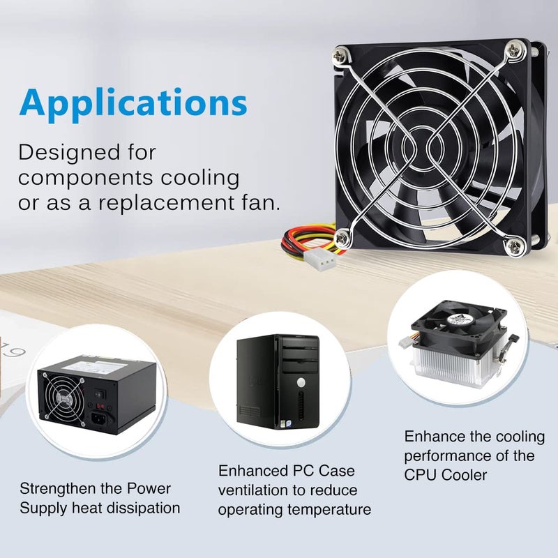 GDSTIME 80mm 8cm CPU Fan, 80mm x 25mm Brushless DC 12V 3PIN Brushless PC Computer Case Cooling Fan - Image 5